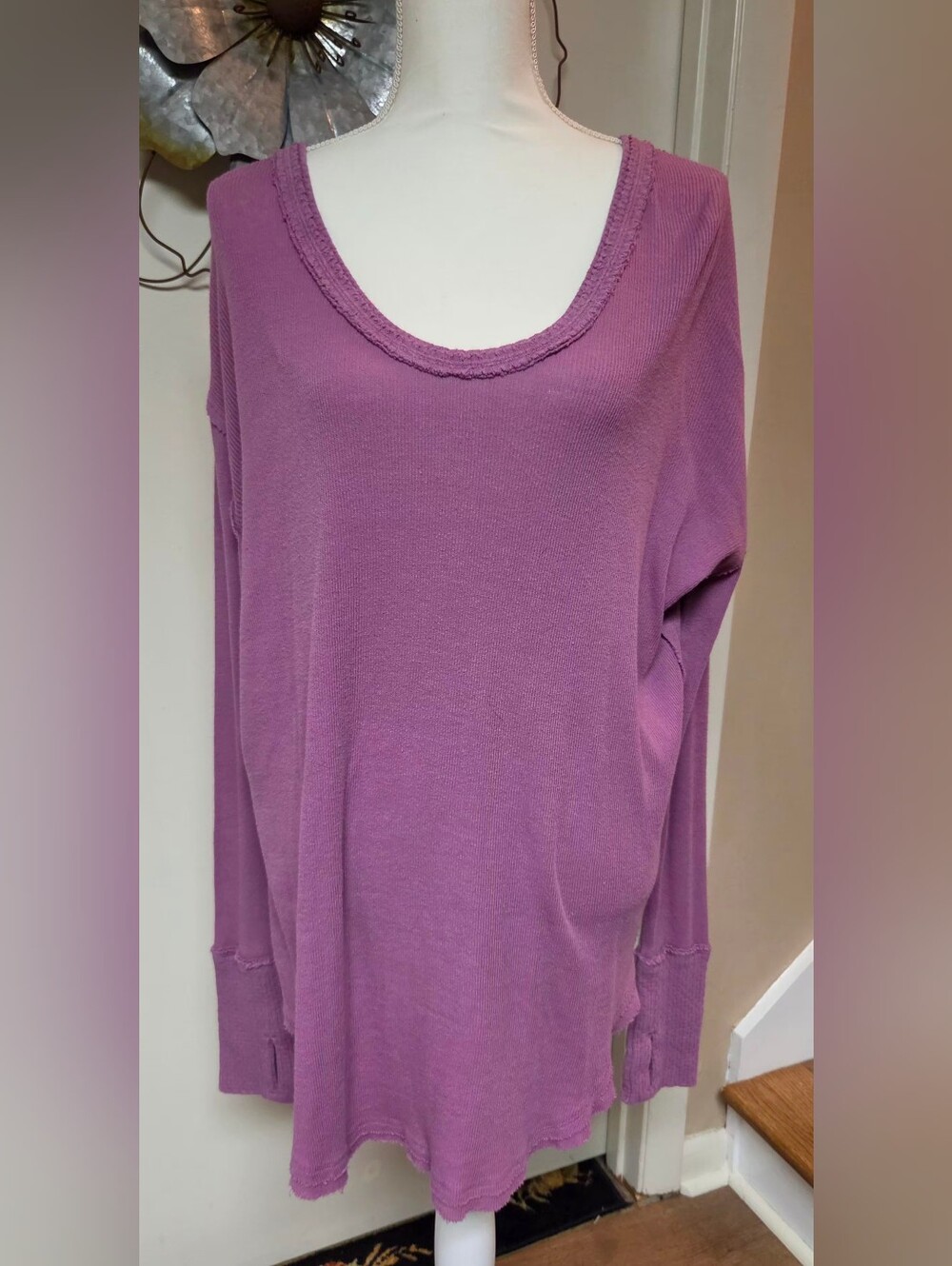 We The Free Relaxed Scoop Neck Long Sleeve Top - Mauve